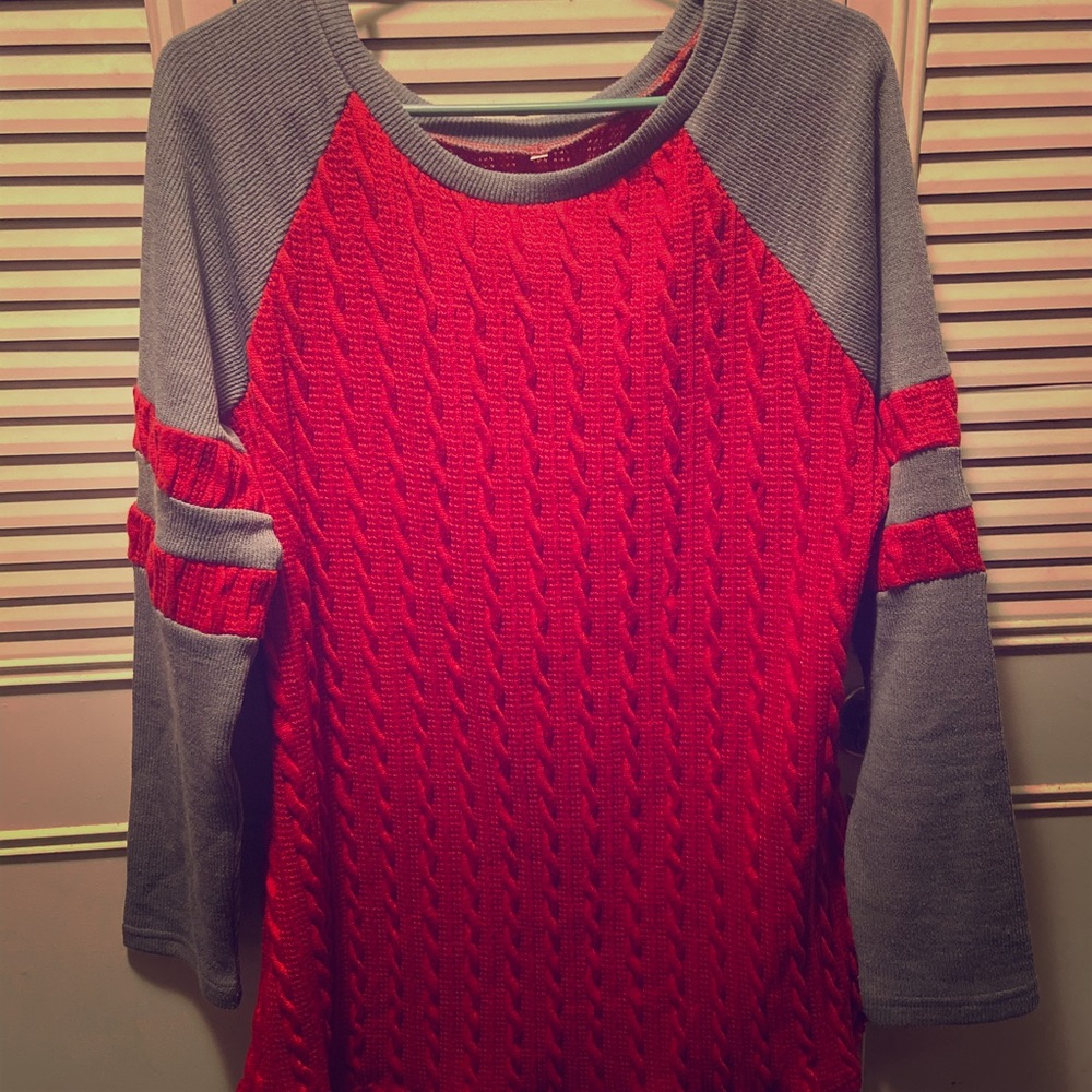 Red and grey sweater